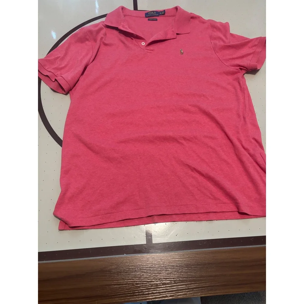 Polo Ralph Lauren Mens Custom Slim Fit Polo Shirt Pink Heather XL Short Sleeve